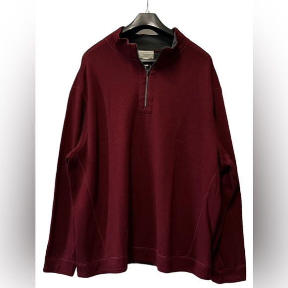 Tommy Bahama Flipshore Half Zip Reversible Sweater Black Cherry Hther 3X… - Picture 3 of 9